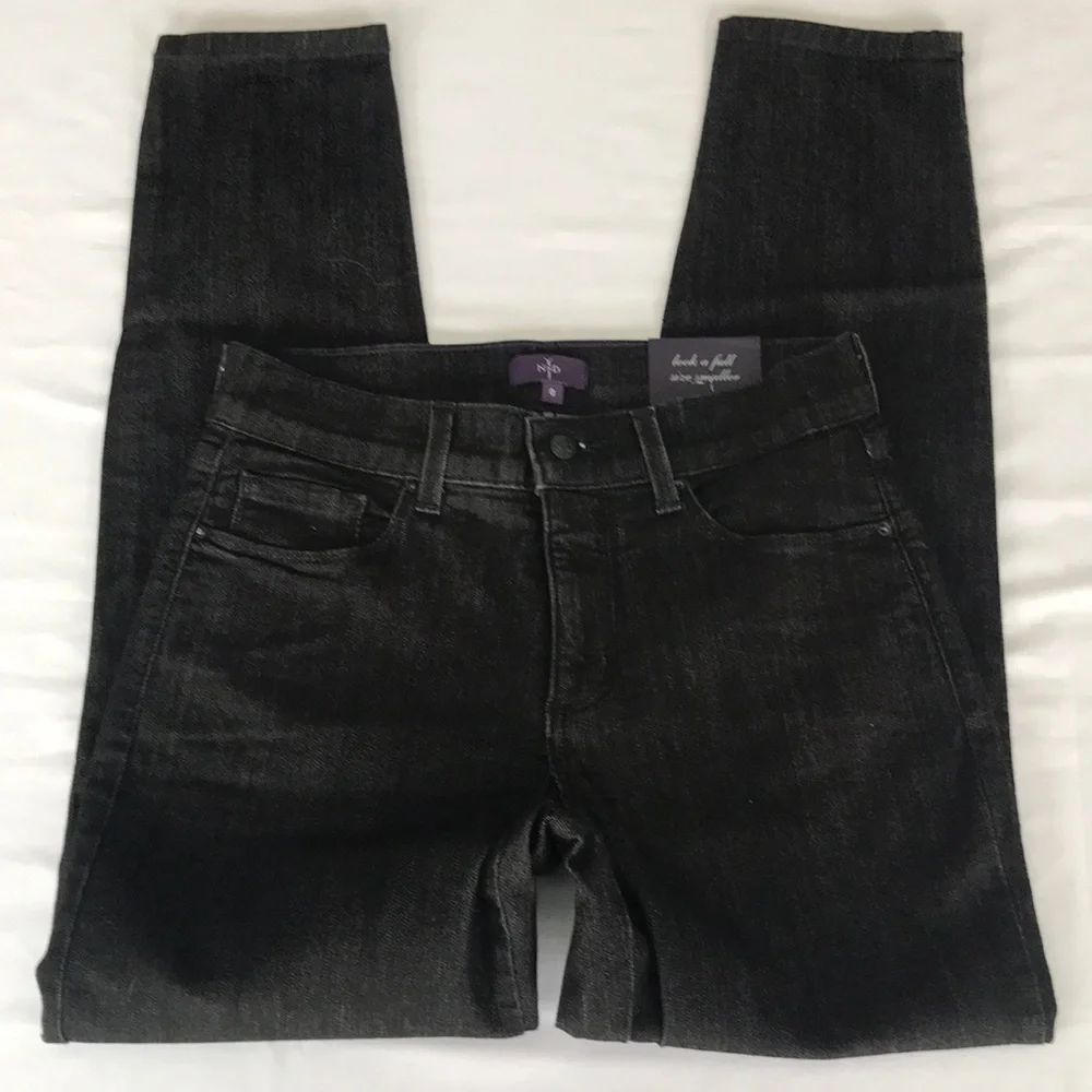 NYDJ Slim Ankle Jeans Black Denim Size 0 Made in USA